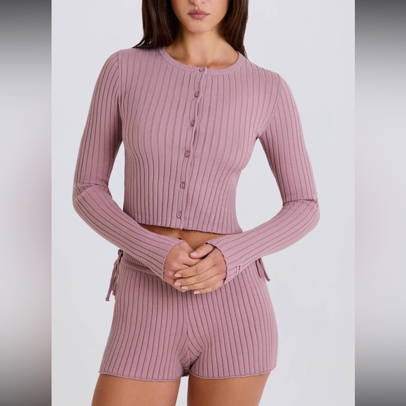 SET - bo&tee knit mauve shorts & cardigan - Picture 4 of 4